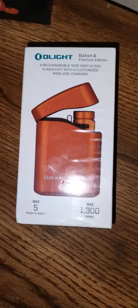 1300 Olight 977261692203 Baton 4 Orange Premium Rechargeable Flashlight With Charging Case Lum