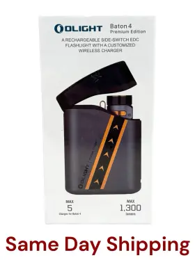 Olight 977261692449 Baton 4 Guidance Premium Rechargeable Flashlight And Charging Case 1300 L