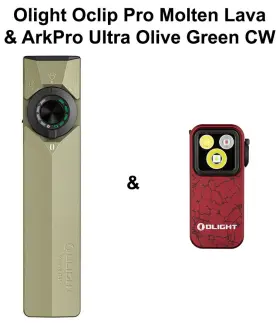 Olight 977261694009 Arkpro Ultra Class 3r Olive Green Cw And Oclip Pro Molten Lava Clip On Ligh