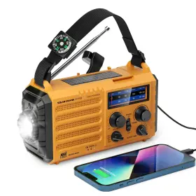 Cr1009-yellow Onlyee Emergency Weather Radio 5-way Powered Noaa Solar Hand Crank Am/fm/sw 1