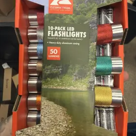 3110 Ozark Trail 10-pack Aluminum Mini Led Flashlight 50 Lumen 10 Colors Model 311