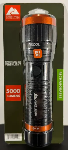 Ozark Trail 810156211096 5000 Lumen Rechargeable Water-resistant Led Flashlight New Free Ship