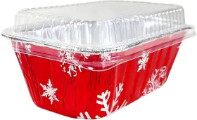 Pactogo 80018-wdl6 1 Lb. Disposable Red Mini Loaf Pans With Lids / Silver