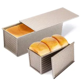 Padele 735812726410 2 Pack Pullman Loaf Pan With Lid 13x4 And Extra Large Gold Rose