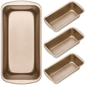 Patelai Patelai-185080 4 Pack Small Loaf Pans For Baking Bread Non 7.2 X 3.7 Inch Gold