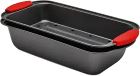 Perlli Permlp2pcred Nonstick Meatloaf Pan With Drip Tray Insert 2 Piece