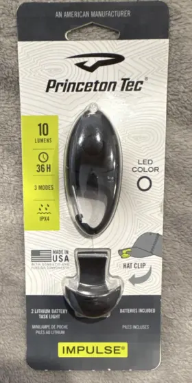 Princeton Tec Ims-2rd Impulse Led Flashlight 10 Lumens Hat Clip Ipx4 Black