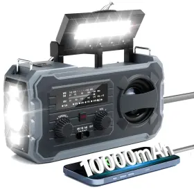 328xxl-wb-bg Pristar Hand Crank Emergency Radio 10000mah Weather With Am/fm/noaa Solar Pro