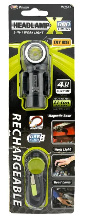 W2647 Pt Power Rechargeable Usb Led Flashlight 600 Lumens 4 Hour Run Time New