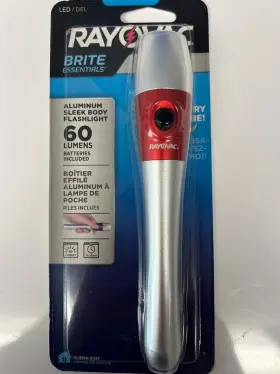Rayovac 012800523214 Rare Brite Essentials Aluminum Sleet Body With Red Trim And Fast Free Ship