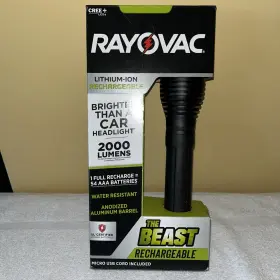 Rayovac K3v2 2000 Lumens Water Resistant The Beast Lithium Rechargeable Flashlight