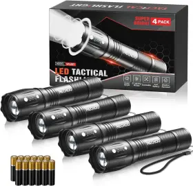 Rechoo 744110400274 4pack Waterproof Led Flashlight Flashlights High Lumens With 3 Modes Po