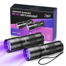 Rechoo Sfl003 Black Light Uv Flashlight 2 Pack 12 Led 395nm Portable Mini U