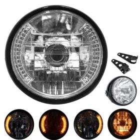 Reckkiiaotu Xllp0315cl001r 7 Inch Universal Motorcycle Headlight With Brackets 12v H4 35w Led Round Motorcy