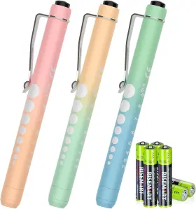 Risemart Lc-3pen6dc01 3 Pack Pen Lights With 6 Batteries - Pink Yellow Green