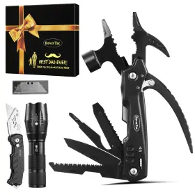 Rovertac Rt-tz01 Dad Tool Gift Set 12-in-1 Multitool Hammer Flashlight And Utility Kn