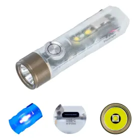 Rovyvon A7x-g Keychain Flashlight Aurora A7 G4 7075 Usb C Rechargeable 650 Lumens White/365nm