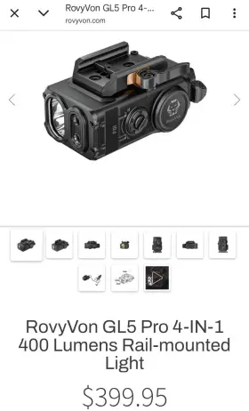 Rovyvon Gl5pbkqd-h Gl5 4-in-1 400 Lumens Rail Mounted Light