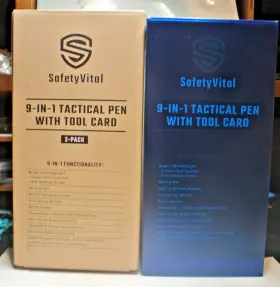 Safetyvital 886678449033 Tactical 9 In 1 Pen Flashlight And Multi Tool Card - Blue- Lot 2 New