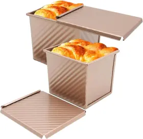 Saihisday Fnqlmq1340 2pcs Nonstick Square Loaf Pan With Lid 4.53 X 3.94 4.33 Inches