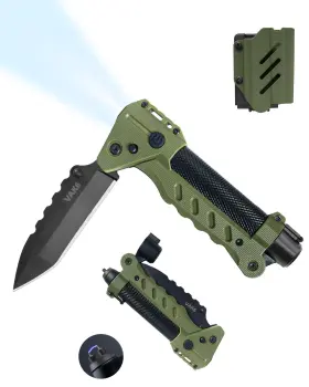 Sayram Sk1-s Pocket Knife Flashlight Kydex Combo Rechargeable With Knif