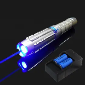 Shadowlaser 745924766815 450nm Adjustable Focus Blue Flashlight Pointer Visible And Battey &charger Us Bq9