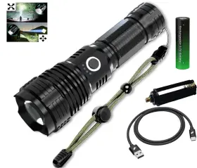 Shainart Sh-f90 Rechargeable Tactical Bright Flashlights Super High Power 990000lm 5 M