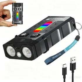 Shen Zhen Ke Jia Mao Yi Co.ltd 313051567508 Linterna Led Recargable Edc 1100 Lumenes Luz Verde Rgb Magnetica Clip Exterior