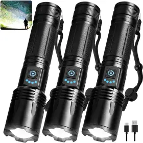 Shenzhen Zhonglan Deng Technology Co. Ltd 313038779726 3 Pack Rechargeable Flashlights High Lumens 99 000 Super Bright Led Flas