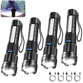 Shinerover -bk-4p Rechargeable Flashlights High Lumens 7mode Super Bright Flashlight Powerful