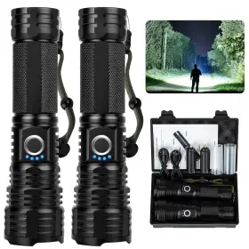 Sigoobal P50-5-2 99 000 Lumen Rechargeable Flashlights 2-pack 5 Modes Ipx6 Waterproof