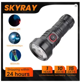 Sky Ray Sp20 Skyray 1500lm Led Flashlight Rechargeable Tactical Torch With Red Light