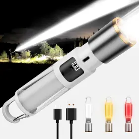 Skyfire 554433dd Usb Rechargeable Led Tactical Flashligh Bright 2000 Lumens With Twist Zoom New