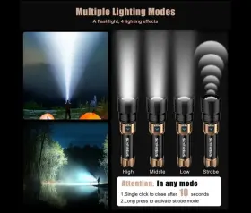 Kl99333210 Skyfire Led Flashlight Rechargeable Zoom Waterproof Super Bright