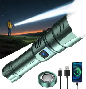 Sf-1097-green-len Skyfire Rechargeable Led Tactical Flashlight 3000lm Zoomable 4 Modes Waterproof
