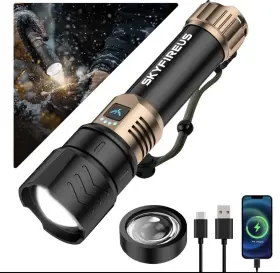 Skyfire Sf-1097j-8 New Open Box Flashlight Rechargeable Zoom Waterproof -model Sf 1097j-8