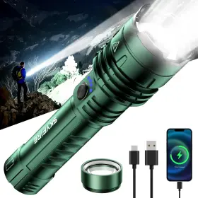 Skyfire Sf-1376-green 1376 Led Flashlights With Ignition Lens Rechargeable 2000 High Lumen