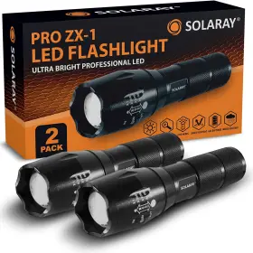 Solaray 860007687389 Zx-1 Aaa Battery Led Flashlight 2-pack Water Resistant And Shock-proof
