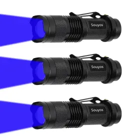 Souyos Souyos-pn-sk-68 3 Pack Zoomable Led Flashlight Modes Blue Beam For