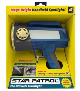 Star 097298040191 Patrol Mega-bright Rechargeable Spotlight Emergency Flashlight With 10 Modes Star 097298040191 Patrol Mega-bright Rechargeable Spotlight Emergency Flashlight With 10 Modes