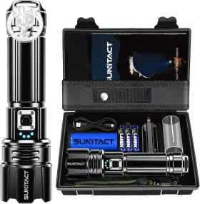 Sunitact 445020619680 Flashlights High Lumens Rechargeable - 20000lm 30w Super Bright Led Flash Light