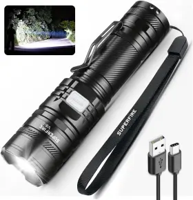 Superfire V8-s2 Tactical Flashlight - 2300 Lumens Rechargeable Led 5 Mode