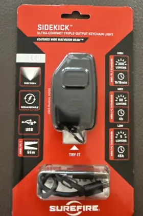 Surefire 1f-198833 New Sidekick Led Flashlight Triple Output Keychain Light 300 L