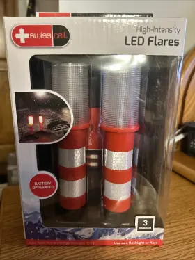 Swiss Cell 754814039007 High-intensity Led Flares 2-pk With Case Battery Operated. New