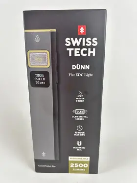 Swiss Tech 820909882176 Dunn Flat Edc Rechargeable Led Flashlight With Laser Oled Ip67