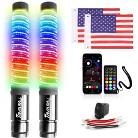 Tavaray Tvr-wl-2ft-br-spiral-g5-2pc 2pcs 2ft Cob Fat Whip Lights App And Remote Control Led Fo