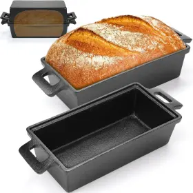 Teenyyou Yit-teenyyou-4387 2 Piece 10 X 5 Inches Cast Iron Bread Pan With Inch Black