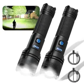 Thy Try Kd-003 Rechargeable Led Flashlight 2-pack 90000 High Lumens Super Bright Handheld F