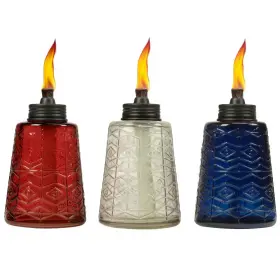Tiki 313030816818 6 Inch Molded Glass Table Torch Red White And Blue Assorted Colors 3-pack Tiki 313030816818 6 Inch Molded Glass Table Torch Red White And Blue Assorted Colors 3-pack
