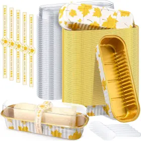 Boo-tioncy-7253 Tioncy 100 Sets Thanksgiving Fall Mini Loaf Pans With Maple Leaves Yellow